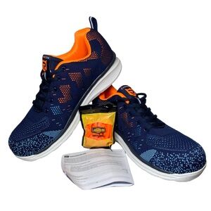 LARNMERN Steel Toe Shoes Men’s Size 12 Lightweight Safety Sneakers Blue & Orange